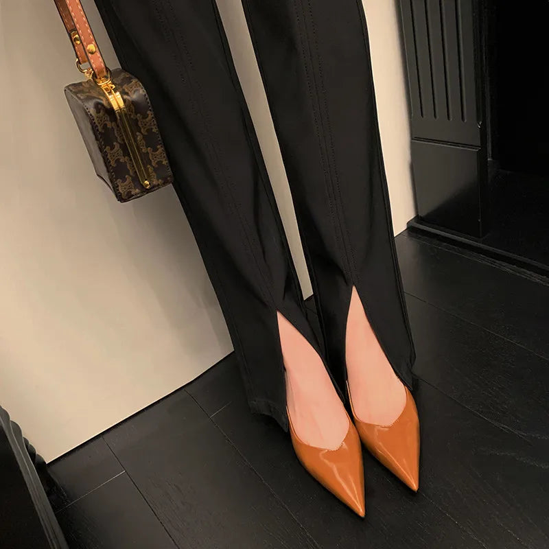 MKKHOU Fashion Pumps New High Quality Real Leather Simple Pointed Shallow Elegant High Heels Daily Commuter Women Shoes