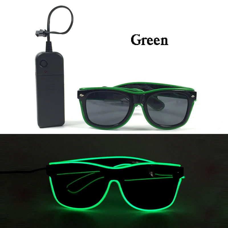 1PC Light Up LED Glasses Glow Sunglasses EL Wire Neon Glasses Glow in The Dark Party Supplies Neon Party Favors for Adults