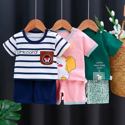 Kids Clothes Set Baby BoyGirl T-Shirt + Shorts Summer Clothing Cotton Cartoon Casual Boys Tracksuit Children Baby Clothes Set
