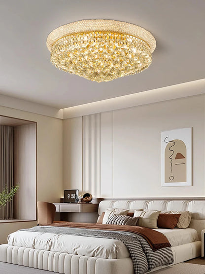 Gold Luxury Crystal Chandelier Lights 3000K 4000K Dimmable Chandeliers, Home Decor Hanging Lamps for Villa Duplex High-ceiling