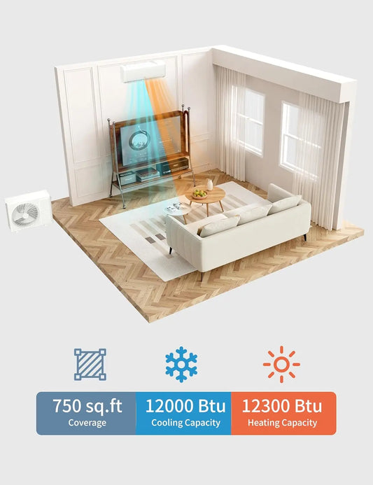 Ductless Mini Split Heat Pump | Wall-Mounted Inverter Heating & Cooling System | Home & Office Climate Control