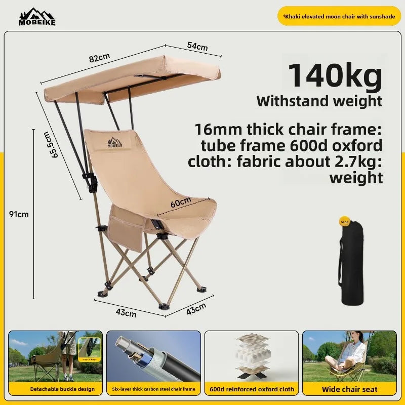 Foldable Moon Chair with Umbrella High Back Shade Portable Beach Camping Outdoor Chair