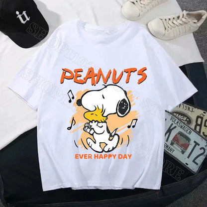 Snoopys Men Women Summer Clothes Adult Cotton Shirts Cartoon Anime Graphic Print Tops Cool Comfortable Shirt Birthday Party Gift