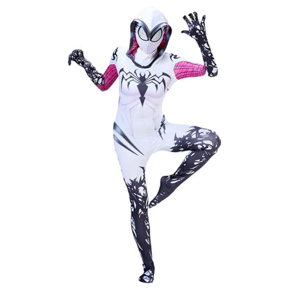BEAST KINGDOM Spider Gwen Cosplay Gwen Stacy Cosplay Costume for Unisex Teenagers and Adults Jumpsuit Halloween Cosplay Bodysuit