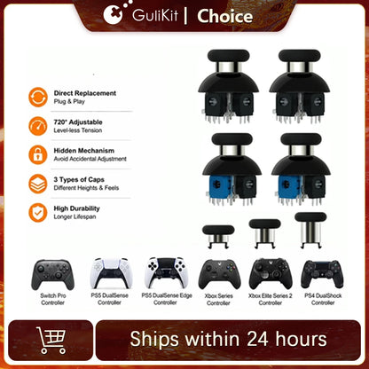 GuliKit 720° Tension Adjustable TMR Joystick for PS4 PS5 Edge Gamepad for Switch Pro Xbox Series Controller Game Accessories