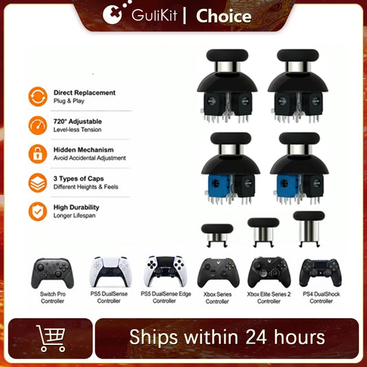 GuliKit 720° Tension Adjustable TMR Joystick for PS4 PS5 Edge Gamepad for Switch Pro Xbox Series Controller Game Accessories