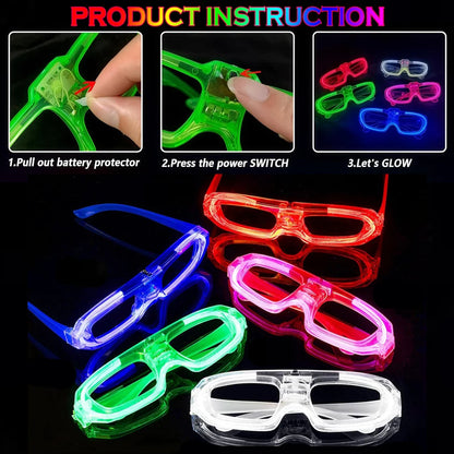15/30 PCS LED Glow Glasses Multicolors Light up Glasses Glow In the Dark Party Supplies Neon Party Favors for Wedding Birthday