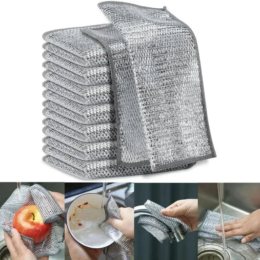 Rags for Kitchen Scrubber Wire Dishcloth Thickened Double-sided Metal Steel Cleaning Towel Pot Dish Washing Cloths Scouring Pads