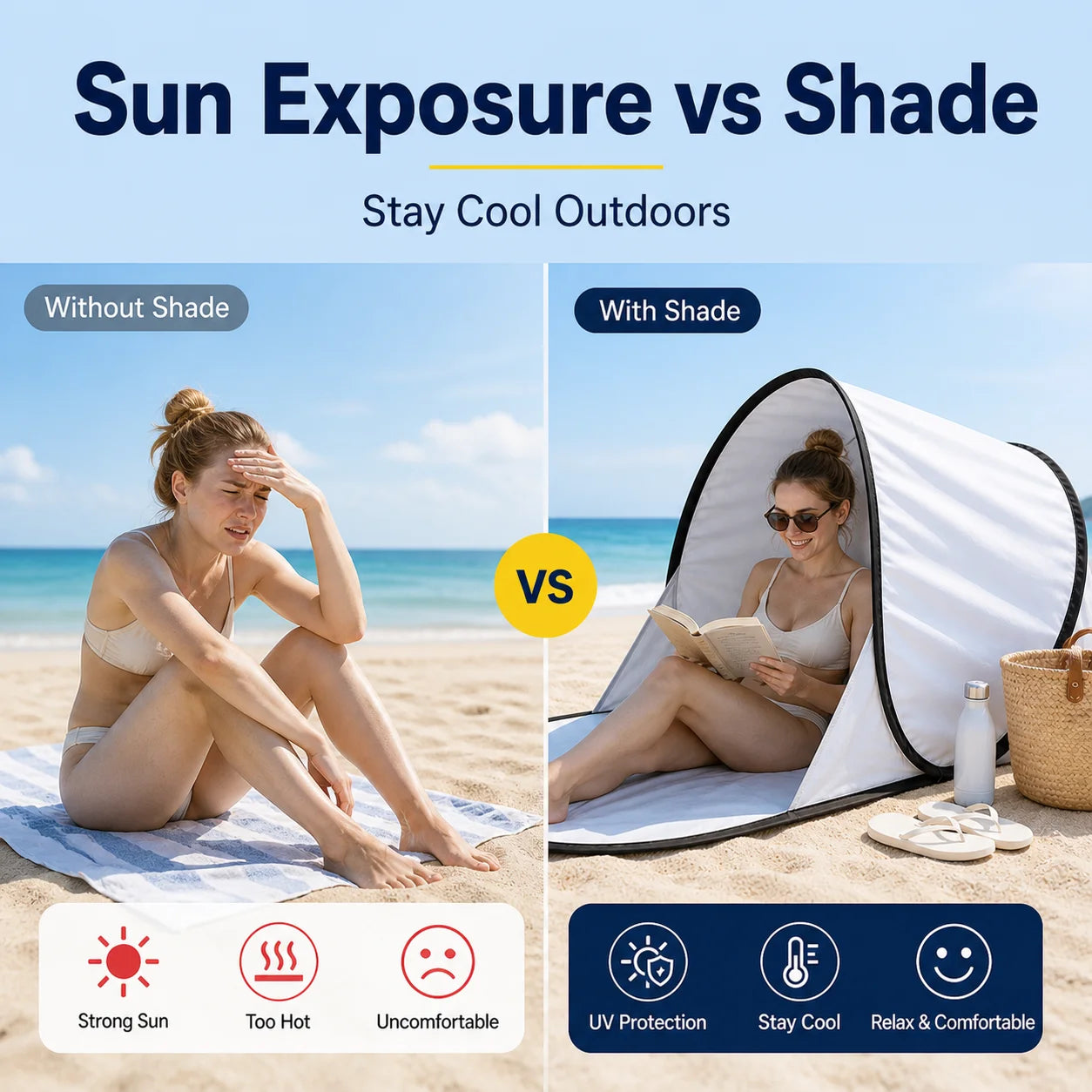 Outdoor tent for single casual use, quick setup in one second,beach sun protection, sunshade, camping, sunbathing
