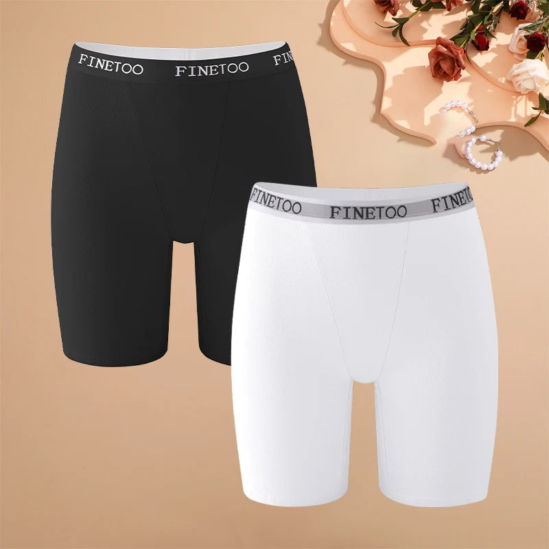 2pcs Women's High Waisted Boxer Briefs Cotton Plus Size Panties Sexy Elastic Waistband Sports Shorts Casual Comfortable Lingerie