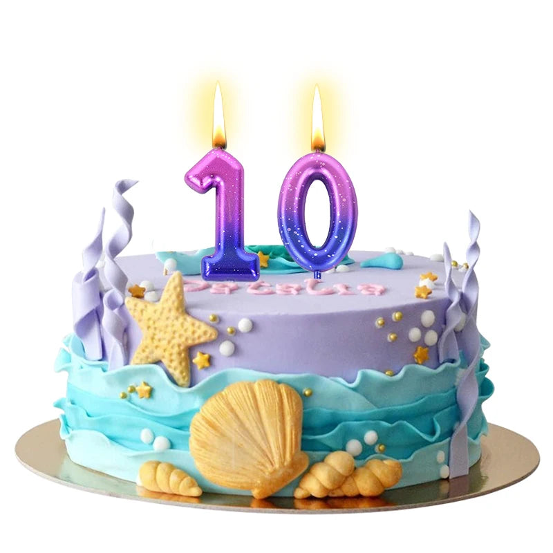 Gradient Cake Candles 0-9 Number Cake Topper Ins Birthday Cakes Toppers Birthdays Party Cupcake Decoration DIY Baking Supplies