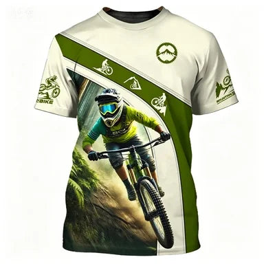 Outdoor Mountain Bike Sport Theme Printed Short-sleeve T-shirt Breathable Casual Sport Top for Cycling Enthusiasts