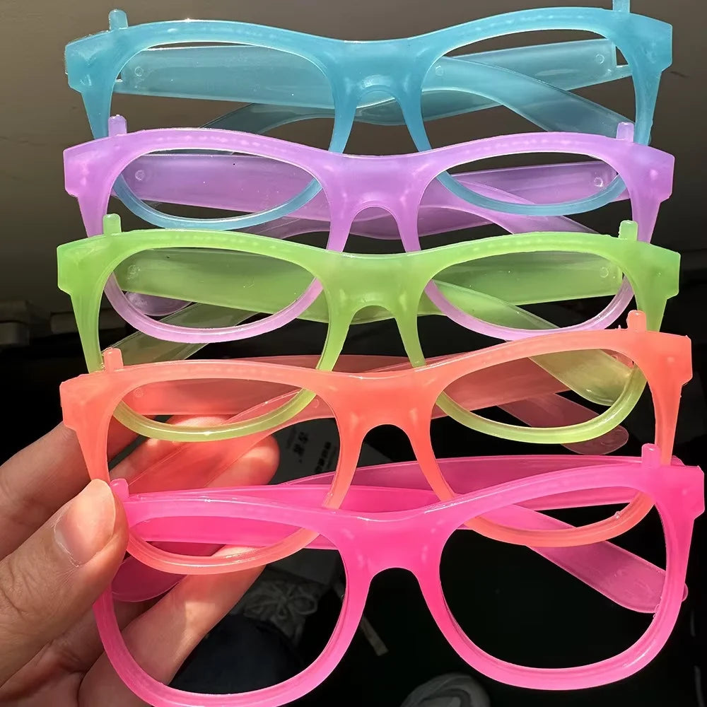 5/12pcs UV Glow in The Dark Glasses Fashion Colorful Birthday Light Up Fluorescent Glasses for Fun Neon Party