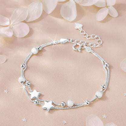 925 Silver Plated Cubic Zirconia Four Leaf Clover Bracelet for Women Adjustable Chain Jewelry 18k Gold Plated Fashion Accessory
