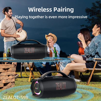 ZEALOT S98 160W Big Power Portable Bluetooth Speaker Wireless TWS Subwoofer Bluetooth Speaker Waterproof Mobile HIFI Quality
