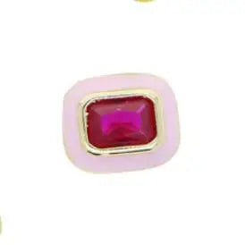 Neon Enamel Pink Heart Rectangle Charm Necklace Bling Colorful CZ Geometric CZ Beaded Tennis Cuban Chain Fashion Women Jewelry