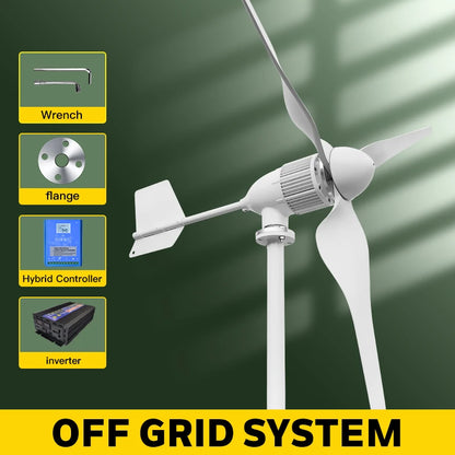 2KW 5KW Horizontal Axis Wind Turbine 12V 24V 48V 96V Wind Generator CE Certified Free Energy Low Speed Off Grid for Home Use