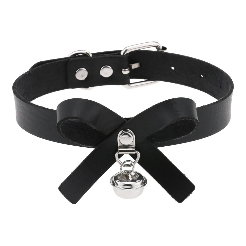 DIEZI Vintage Sweet Cool Hip Hop Rivet Choker Necklace Harajuku Gothic Club Black PU Leather Collar Torques Necklace Jewelry
