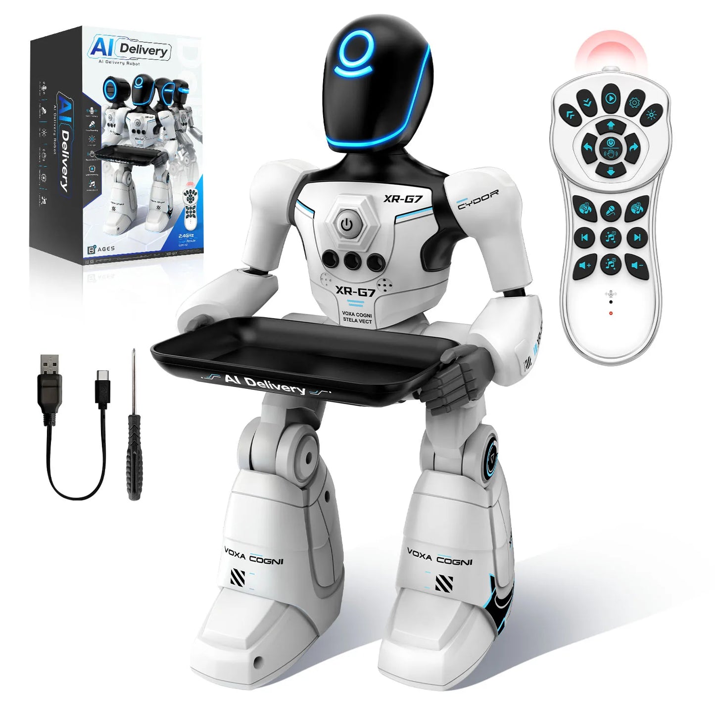 2.4G AI Smart Delivery Robot Gesture Voice Control Recording Programming LED Dancing Robot Christmas Toy Gift for Children