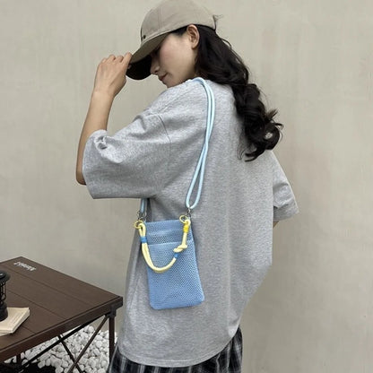 Casual Large Capacity Mesh Shoulder Bags Lightweight Mesh Crossbody Bags Mobile Phone Bag