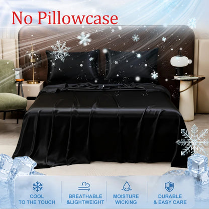 Summer Cooling Bed Sheet Breathable Comfortable Cooling Blanket Ice Silk Fabric Solid Color Flat Sheet Luxury Bedding Sheet