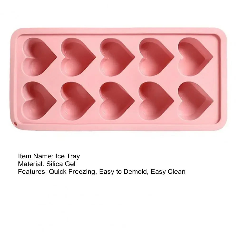 10 Grids Heart Shaped Silicone Ice Cube Trays Easy Release DIY Love Heart Ice Cubes Chocolate Candy Mold For Cocktails Ice Maker