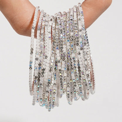 5pcs Fashion Colorful Acrylic Crystal Rhinestone Elastic Bracelet For Women Stretch Wristband Wedding Bracelets Daily Jewelry