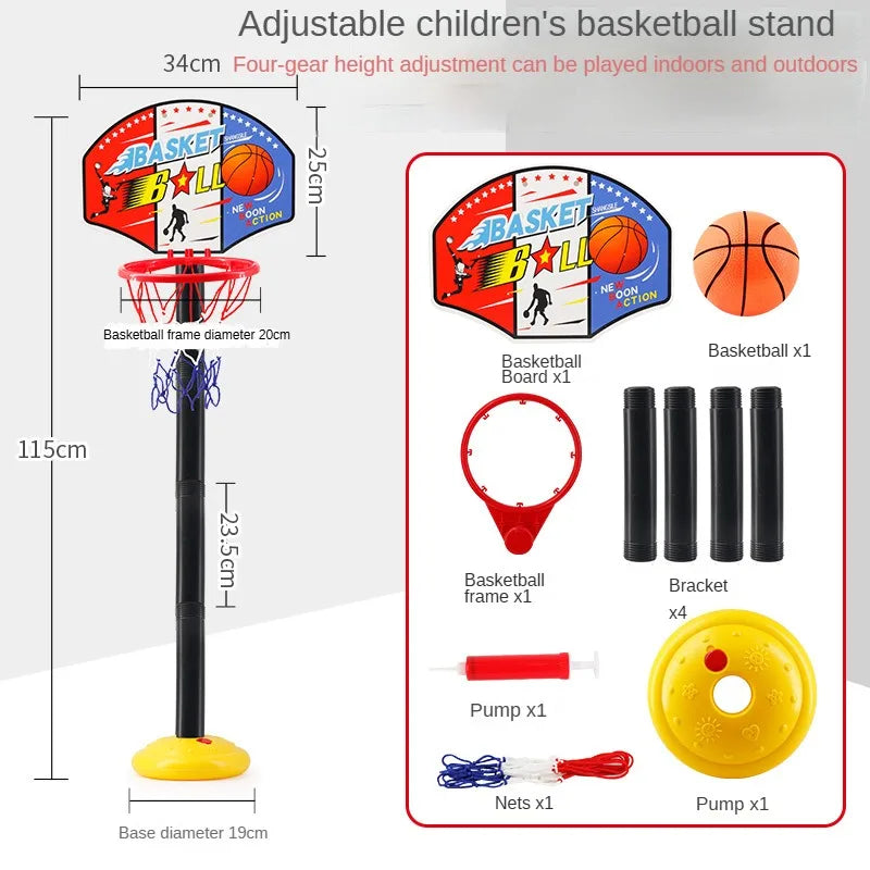 Kids Basketball Stand Adjustable Height 52-115cm Basketball Hoop Indoor Outdoor Sports Fitness Exercise Toys for Children Gifts