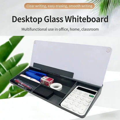 Glass Desk Whiteboard With Storage Plastic Memo Keyboard Stand Tempered Household Message Board Home Office Blackboard