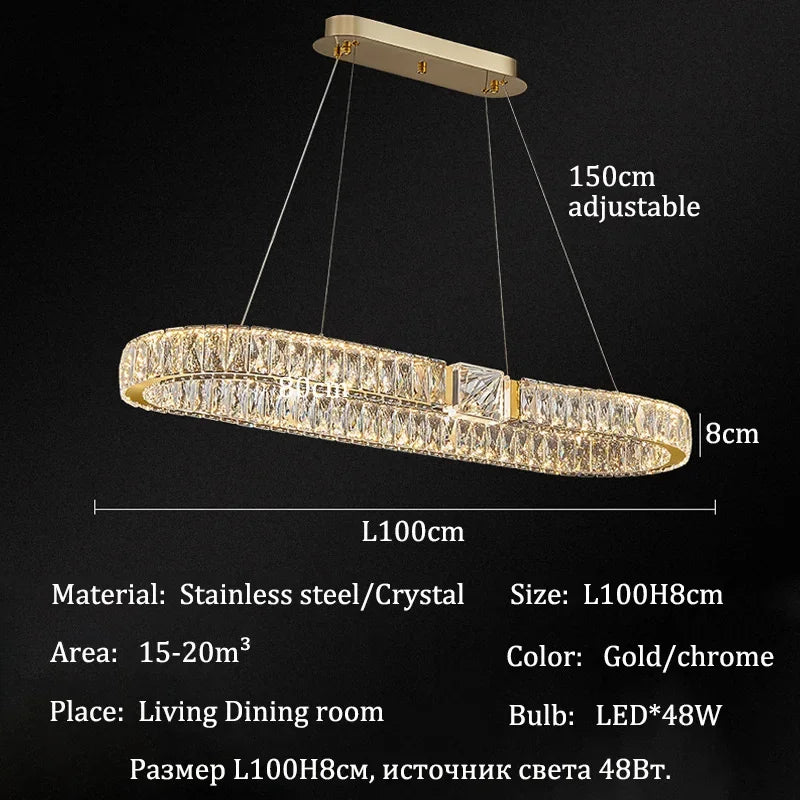 Luxury LED Crystal Ceiling Chandeliers Modern Gold/Chrome Metal Pendant Lights Home Restaurant Hotel Decor Lighting Fixtures