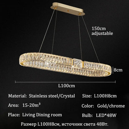Luxury LED Crystal Ceiling Chandeliers Modern Gold/Chrome Metal Pendant Lights Home Restaurant Hotel Decor Lighting Fixtures