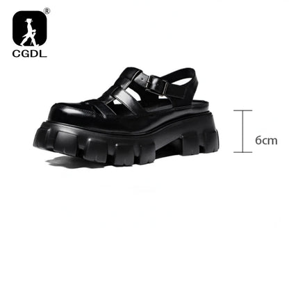 6 Cm Height Platform Mens Genuine Leather Sandals Luxury Handmade Quality 2024 New Designer Black Summer Formal Social Shoes Man