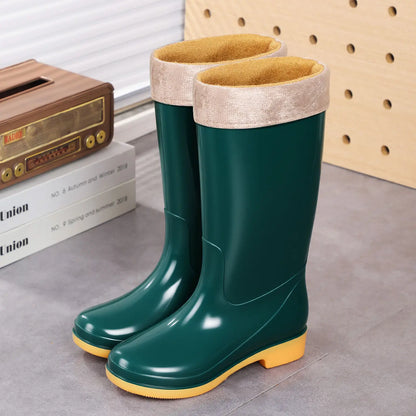 Comemore Rainboots Women High Long Boots Non-slip Waterproof Shoes 2023 New Rain Boots Fashion Print Women's Mid Calf Galoshes