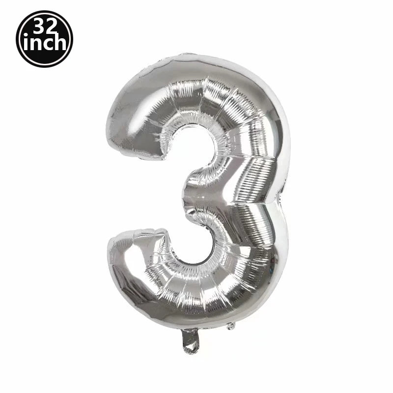 Multi Color Large Numbers 3 Balloon 32Inch 1 2 3 4 5 6 7 8 9 Birthday Ball Red Digit Bachelorette Balloons Figure Golob Balloons