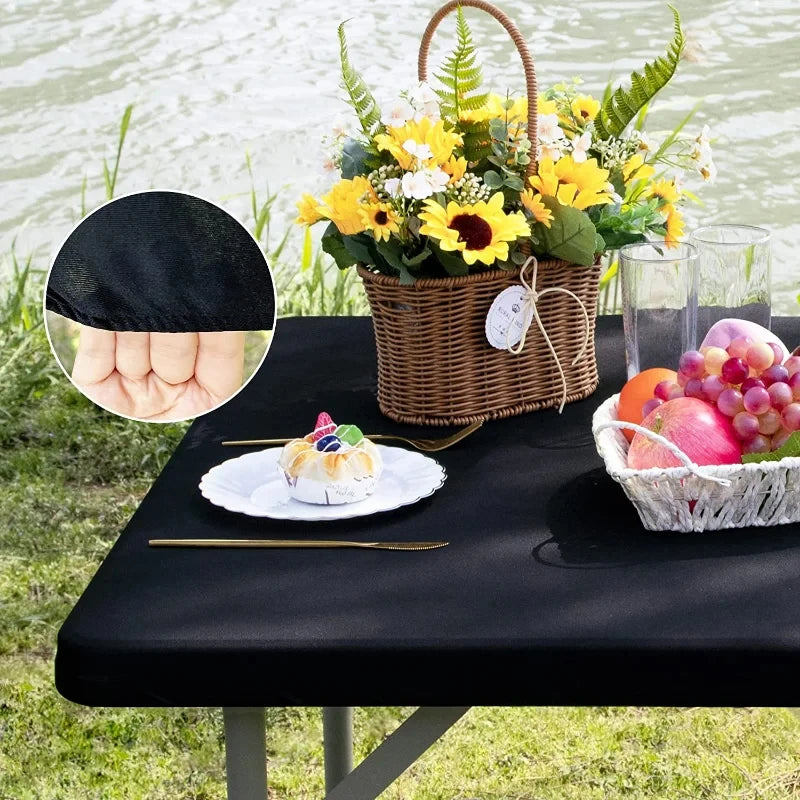 Square Elastic Edge Fitted Table Cover Stretch Cocktail Tablecloth For Wedding Picnic Banquet Party Decor Table Cloth