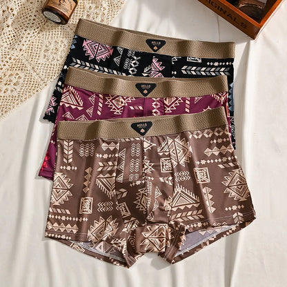 3Pcs Boxer Shorts Men's Underwear Ice Silk Underpants Sexy Panties 3A Antibacterial Breathable Elastic Lingerie Plus Size L-6XL