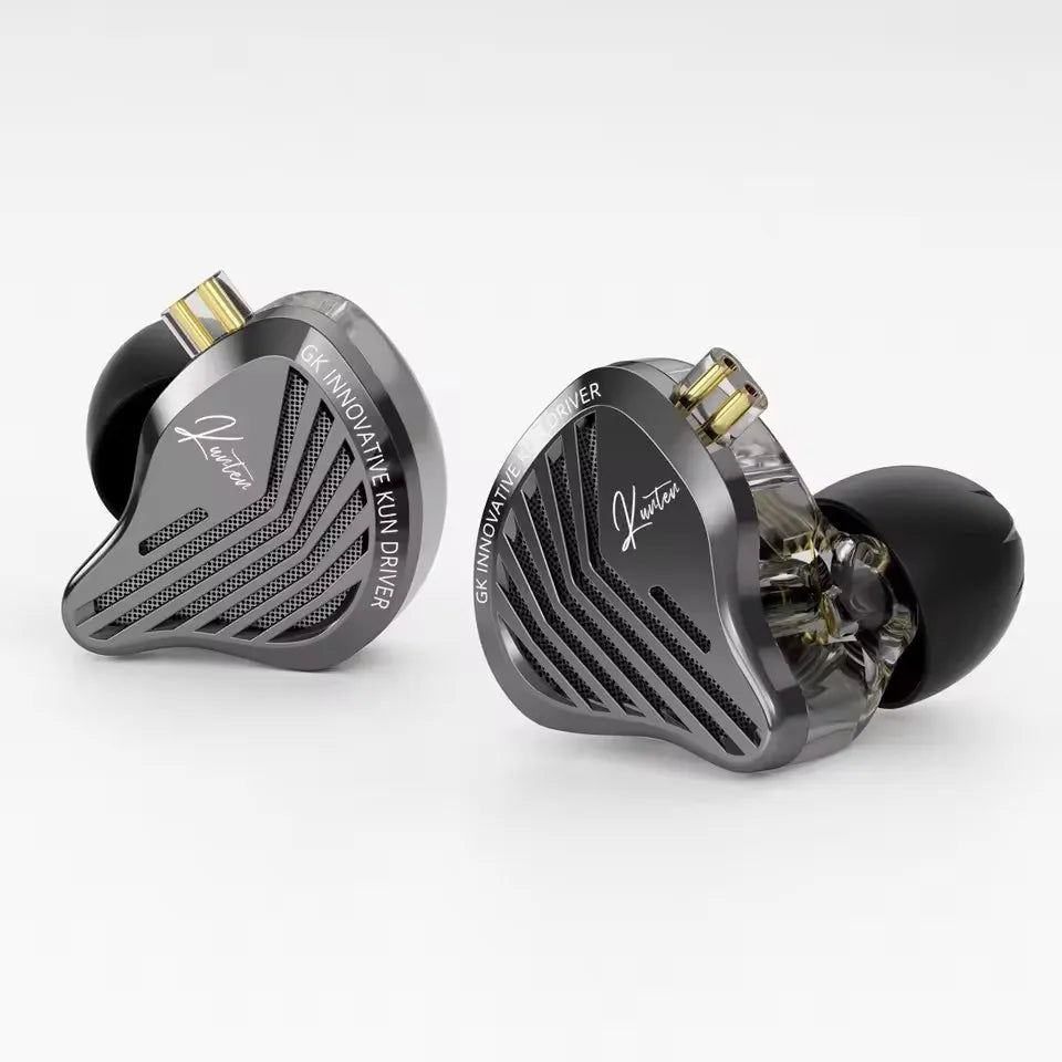 GK KUNTEN Dynamic Drive Headphones HIFI Heavy Bass Earbuds Sports Metal Headphones Detachable Headphones Gaming Headset Type-C
