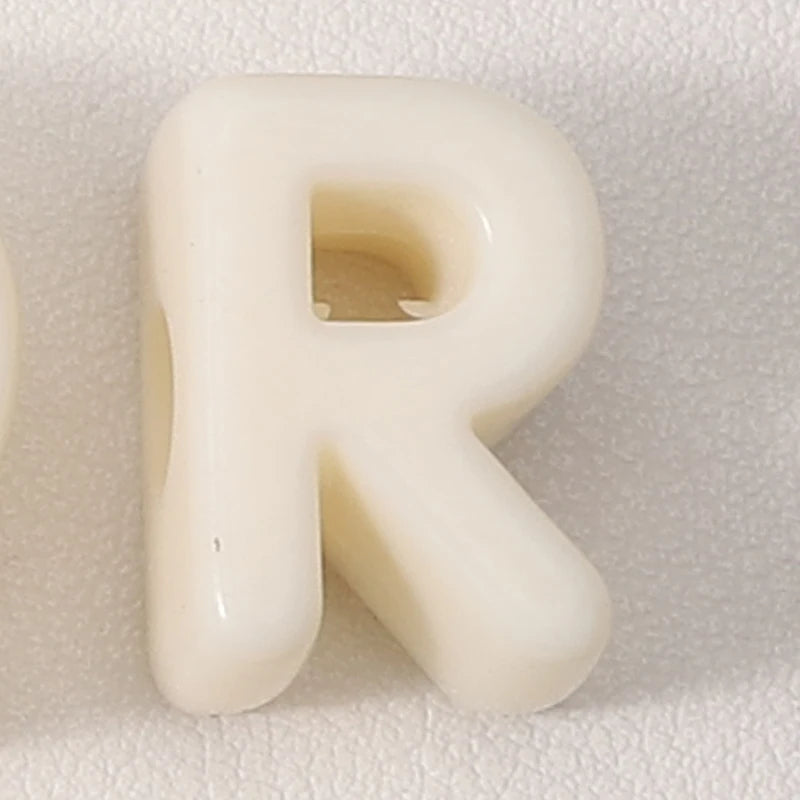 20pcs Beige Acrylic Large Hole Letter Loose Beads DIY Necklace