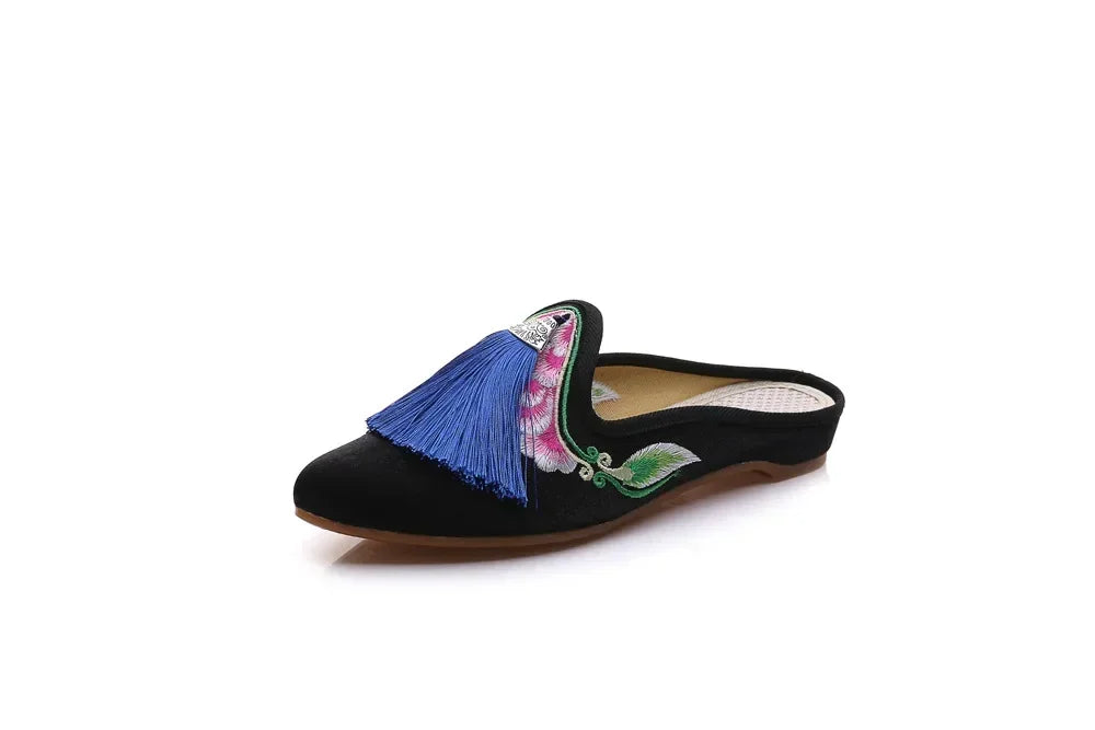 Embroidered Wedge Slippers | Vintage Boho-Style Sandals | Women's Casual Streetwear Footwear