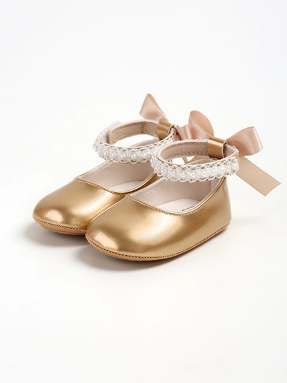 Infant Baby Girls Mary Jane Flats Bow Non-Slip Soft Sole Princess Toddler First Walkers Sneaker Wedding Dress Dancing Shoes