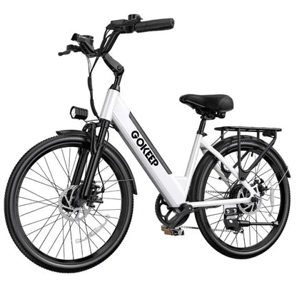 26-inch fashionable E-Bike, 7-speed variable speed adult electric bicycle, 600W brushless motor 48V-10.4ah battery electric mope