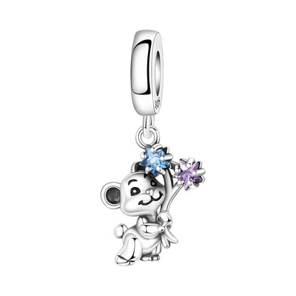 Hot Sale 925 Sterling Silver Dog Cat Cute Pet Animals Pendant Birthday Party Gift for Women Bangle Bracelet Necklace DIY Jewelry
