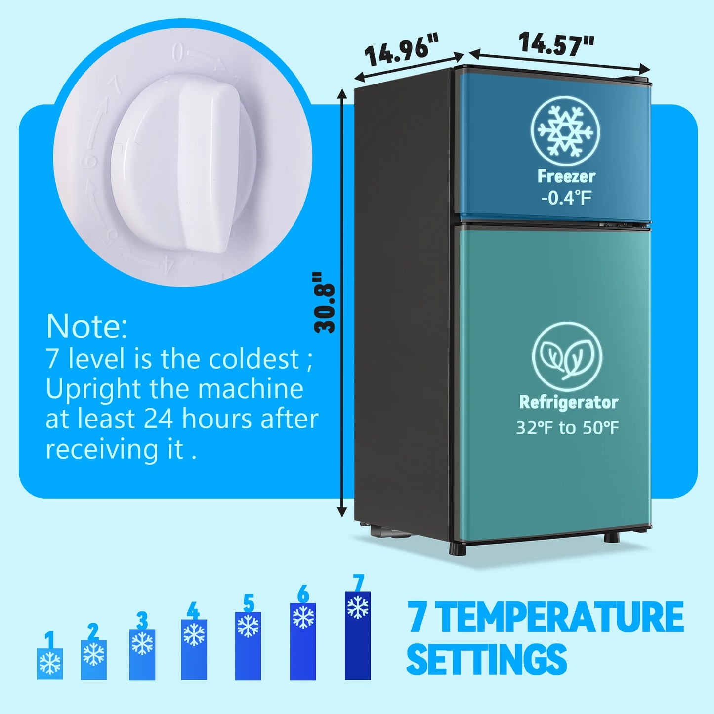 Refrigerator with Top Freezer 2.4Cu.ft Two Door Small Mini Fridge for Person Use with Egg tray, Grey
