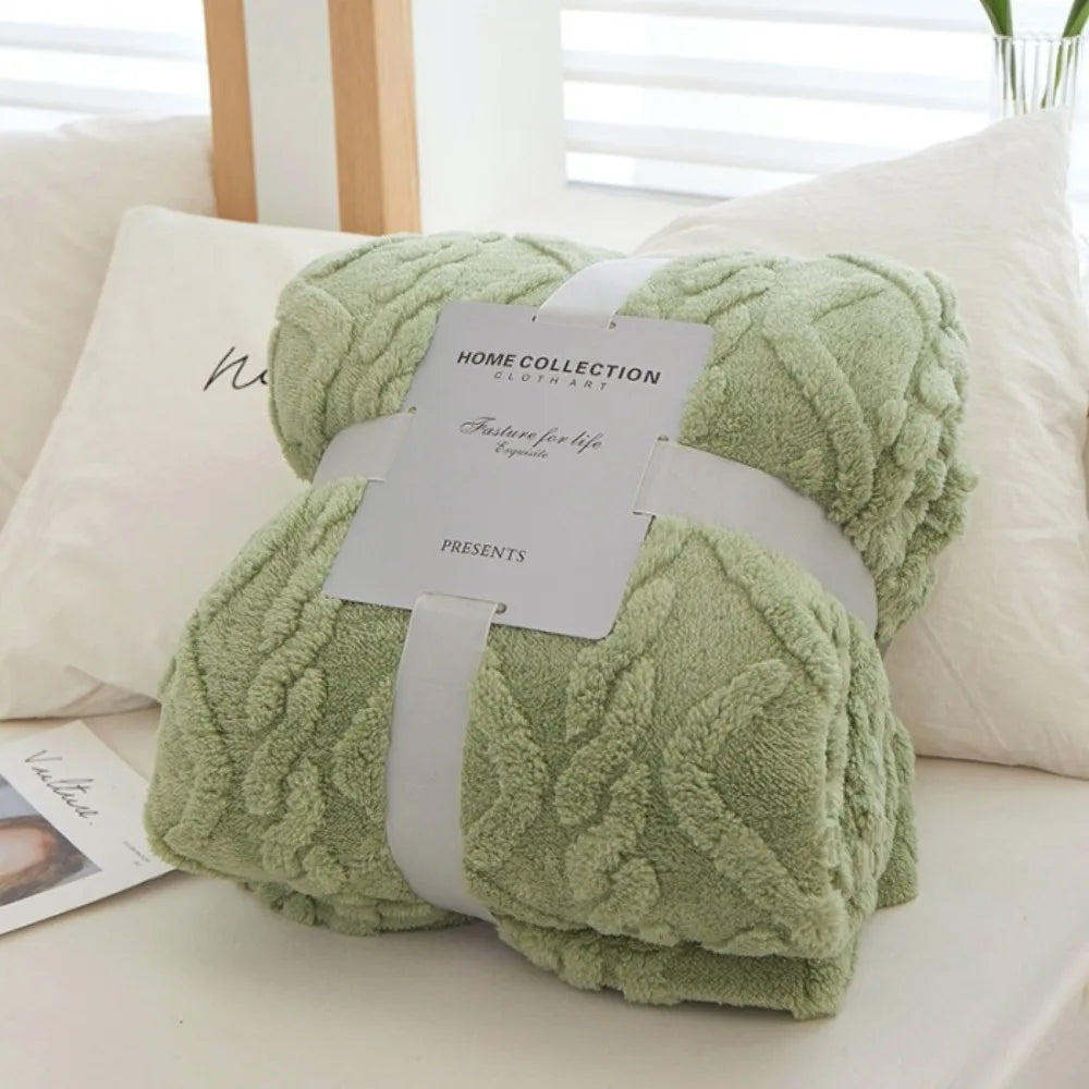 New Jacquard Rhombus Taffy Velvet Blanket Single Layer Double Sided Milk Velvet Soft Warm Throw Blanket for Sofa Bed Office Air