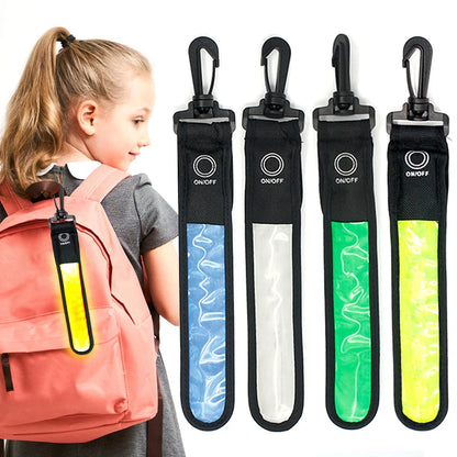 4Pcs LED Luminous Reflective Light Strip Glowing Strap Pendant Decor Safety Reflector Pendant for Backpack Hiking Jogging