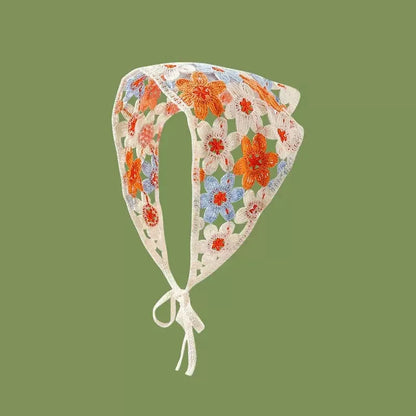 Korean-style cozy knit triangular headscarf for women, spring/summer, cute versatile country beach vacation hairband