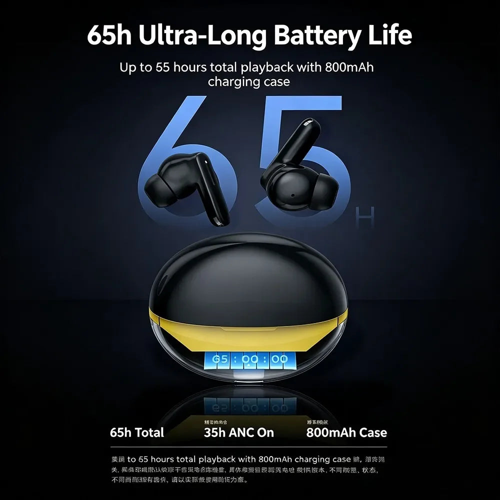 KEBIDUMEI Bluetooth 6.0 In-Ear Earphones 6-Mic -48dB Noise Cancelling ANC Headphones HiFi Stereo True Wireless Gaming Headsets