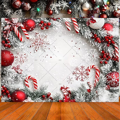 Winter Christmas Candy Vine Arch Theme Banner Background, Children's Birthday Party, Home Decoration Photography Backdrop Cloth