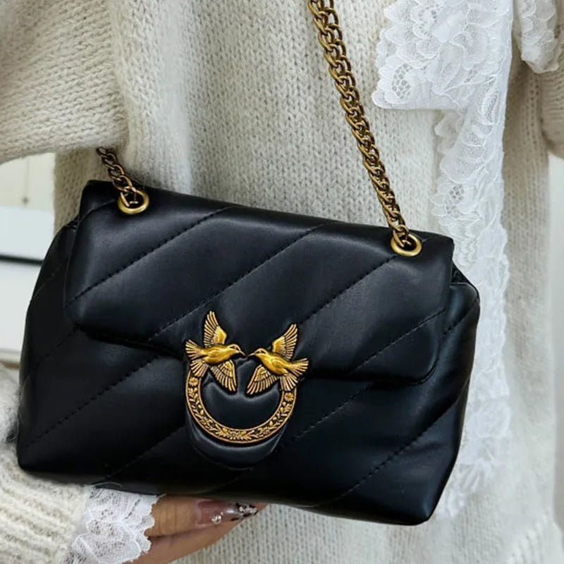 New Women's Winter Chain Bag, Trendy Fashion Crossbody Bag, Rhombus Lightweight Luxury Underarm Bag