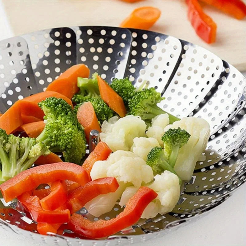 Stainless Steel Steamer Basket - Expandable 6-10.5" Foldable for Pots | Healthy Veggie Steamer Rack, Durable & Easy Clean